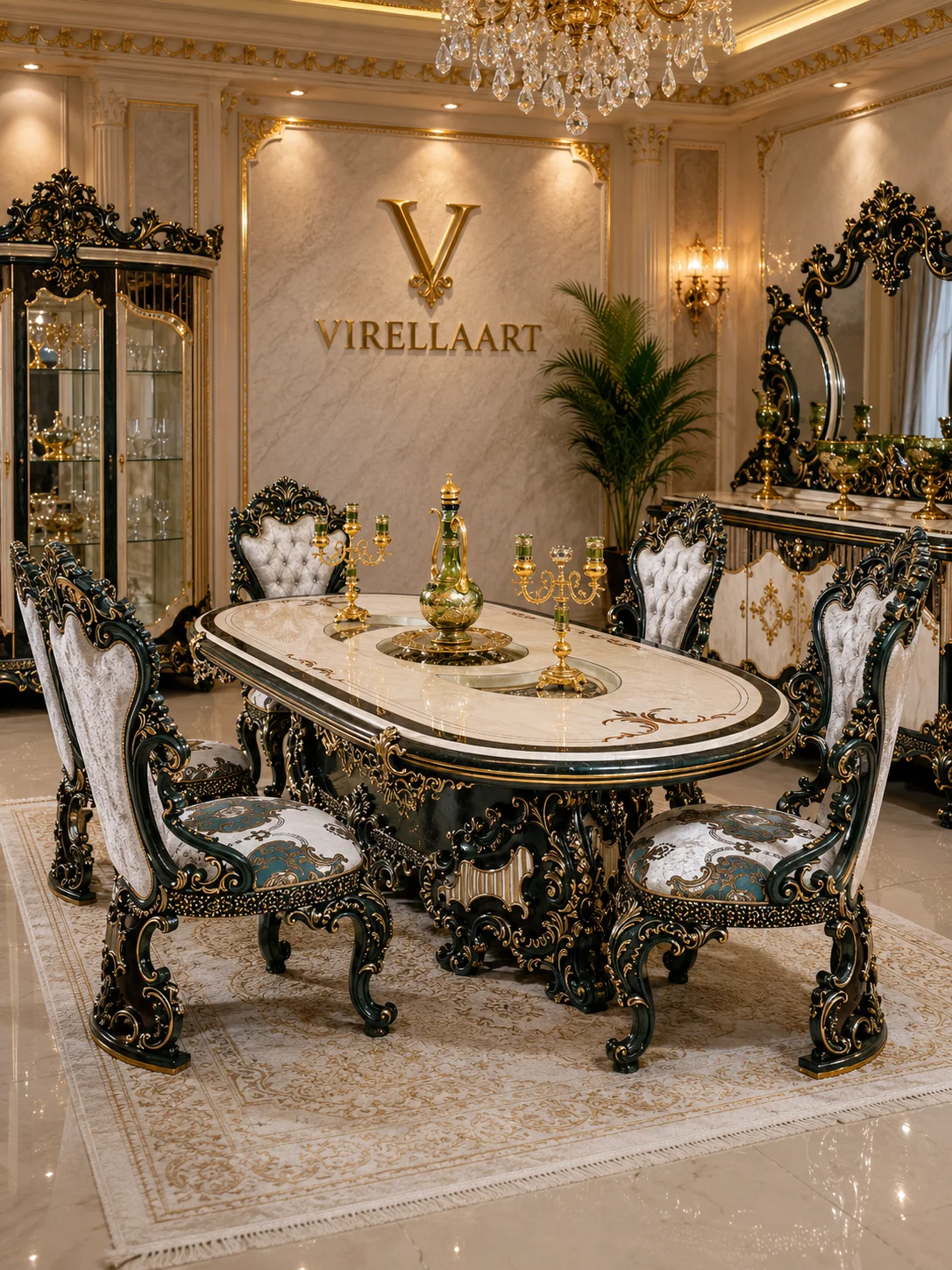 VIRELLAART Saltanat Green غرفة طعام