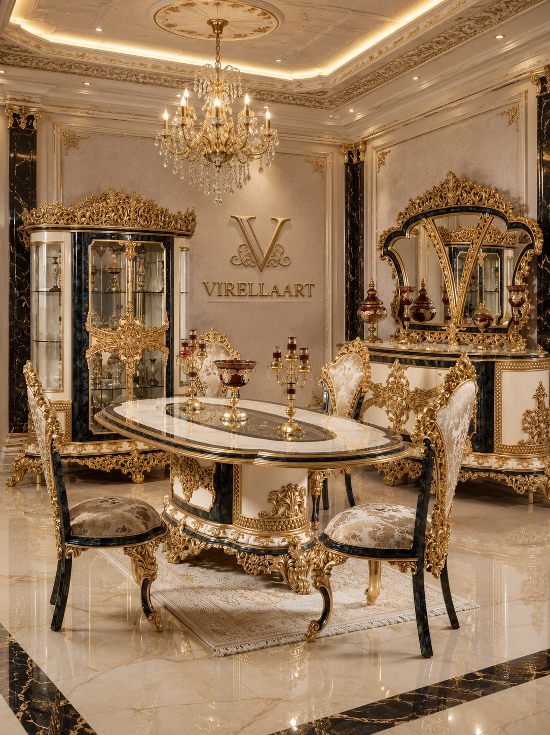 VIRELLAART Sultan Green غرفة طعام Set